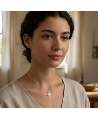 Summer Spring Time Two Tone Charm Sunflower Daisy Flower Pendant Necklace Yellow Gold Plated Sterling Silver