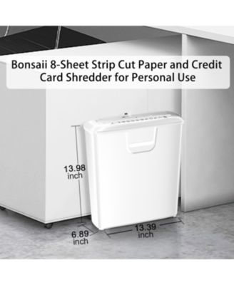8-Sheet Strip-Cut Shredder, High Security, Shreds CD/Credit Card, 3.4 Gal Bin, Overheat Protection, Low Noise, Ideal for Home Office, White