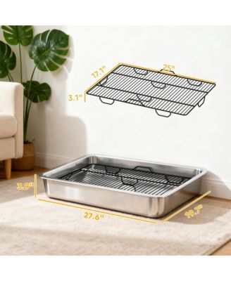 Dog Potty Tray Stainless Steel, Dog Training Tray, 28" x 20" x 4"