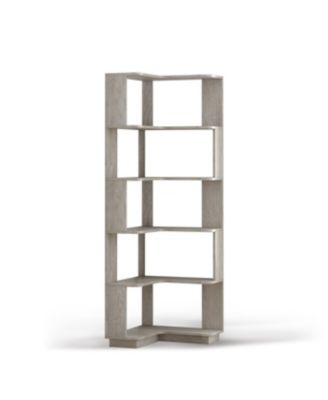 Streamdale 6 Tier L-Shaped Corner Bookshelf with Anti-Drop Panel & Tipping Device, Light Gray