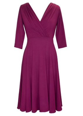 Women's Annie V-Neck 3/4 Sleeve Midi Dress