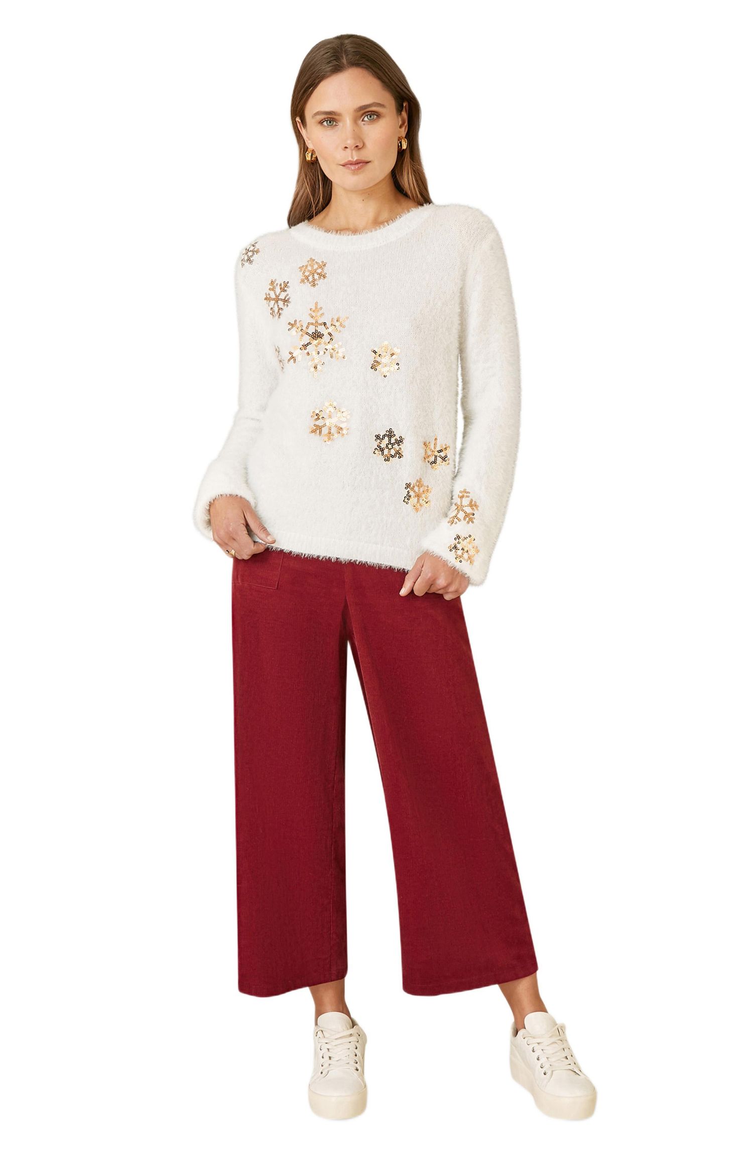 Women's Sequin Snowflake Fluffy Sweater