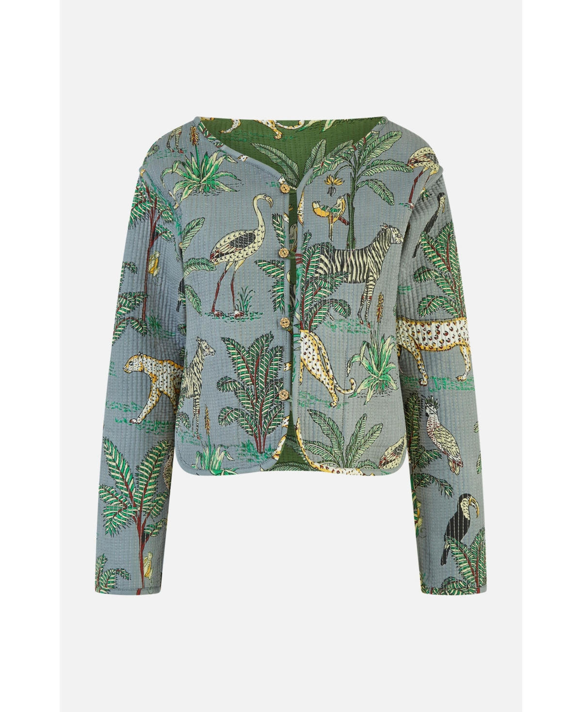 Yumi Women's Animal Reversible Cropped Quilted Jacket