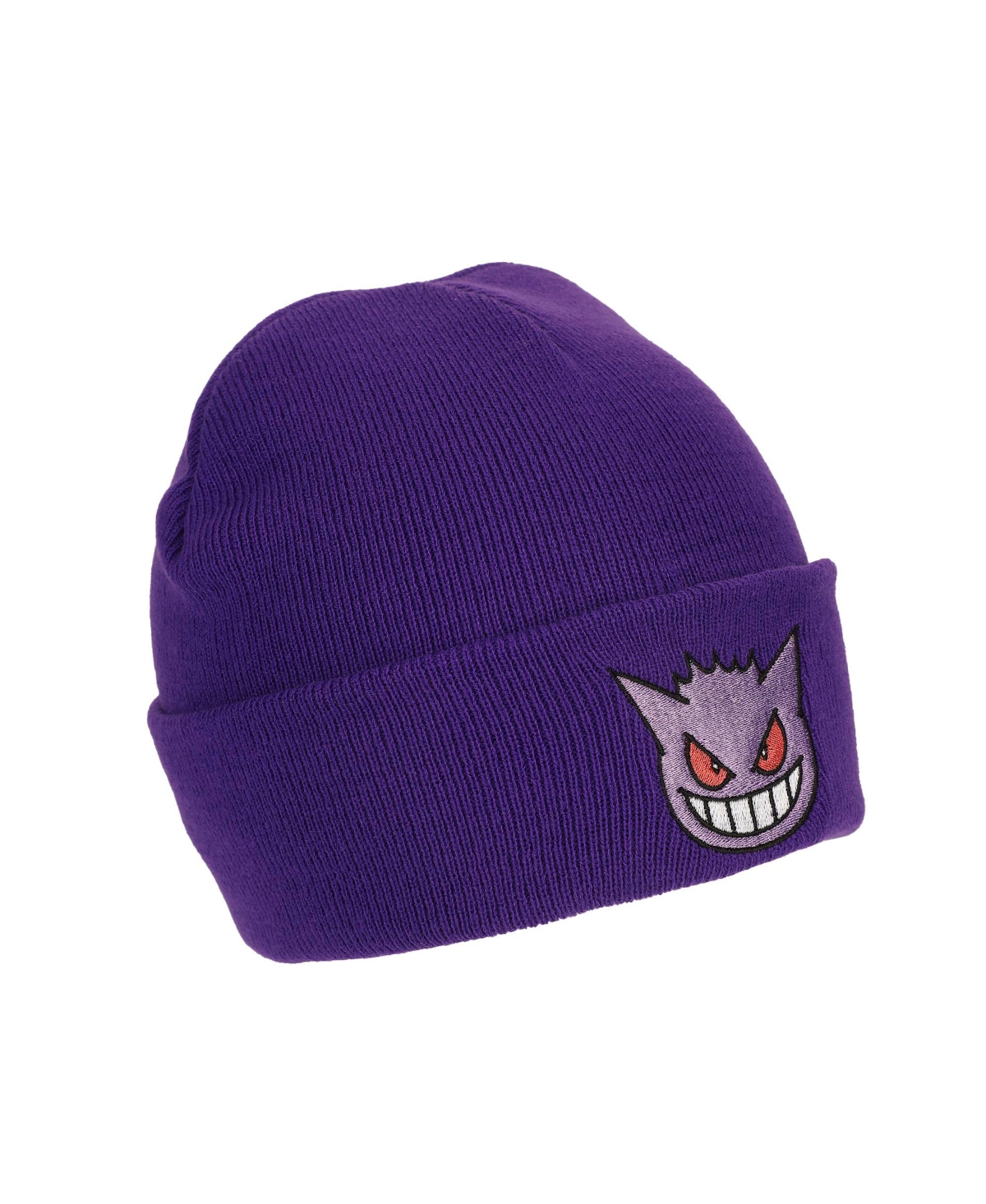 Pokemon Men's Gengar Face Embroidery Acrylic Knit Standard Cuff Beanie