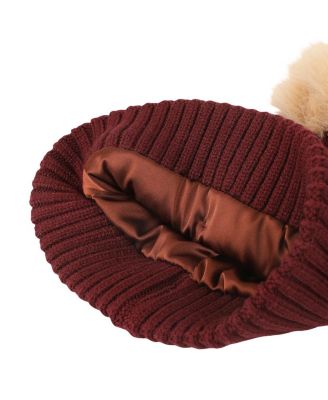 Men's Hogwarts Crest & Pearl Appliques Maroon Cuff Beanie