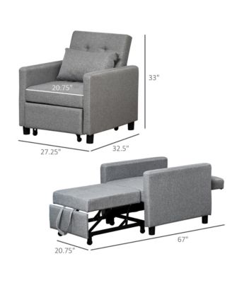 Convertible Sofa Bed Chaise Lounger with Tufted Upholste Fabric,