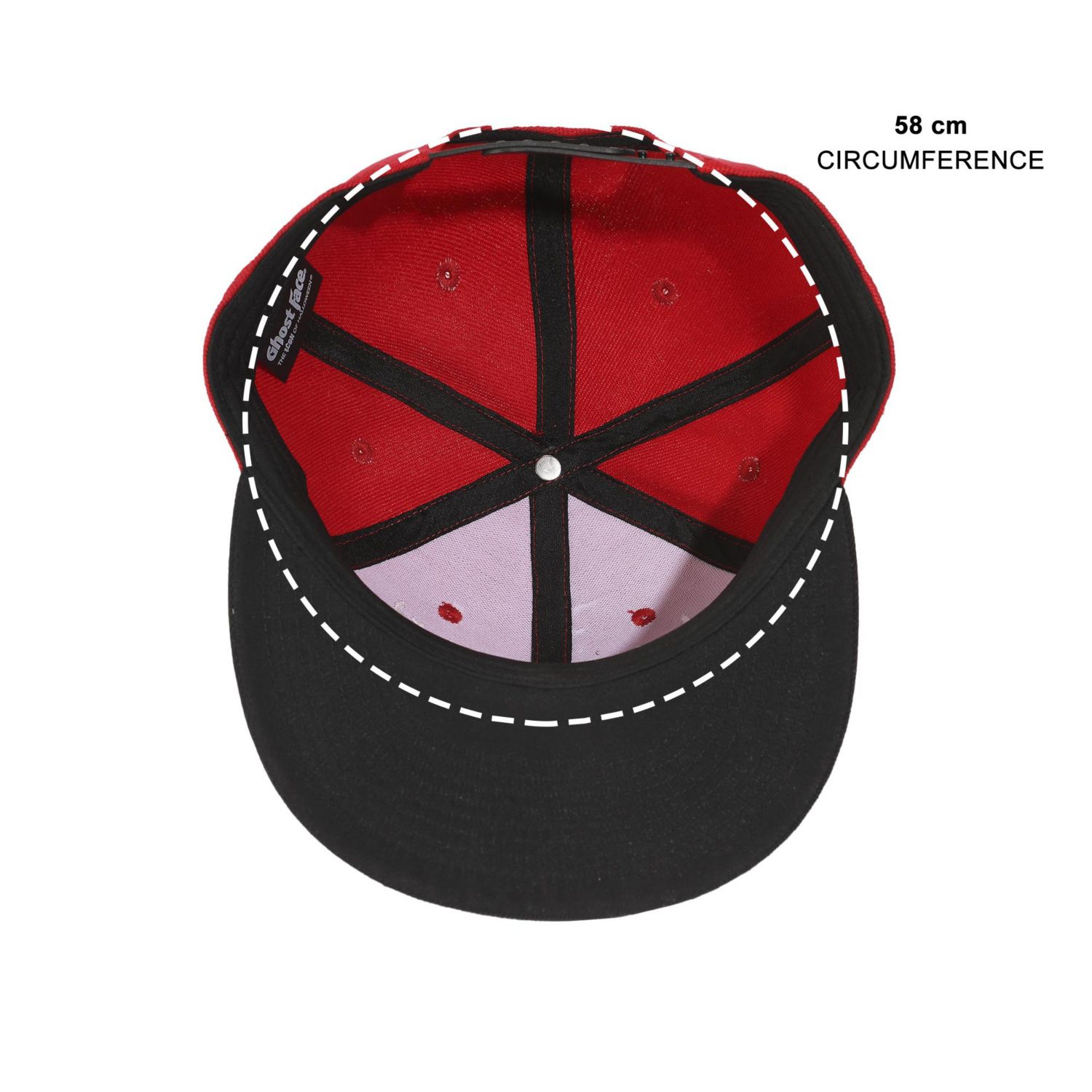 Men's Mask Rubber Badge Red Flat Bill Baseball Cap