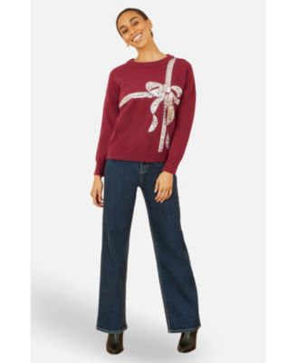 Women's Sequin Bow Knitted Sweater.