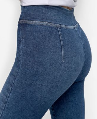 Petite High-Rise Flared-Leg Pull-On Jeans