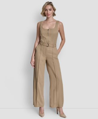 Women's Belted Front Seam Twill Pants