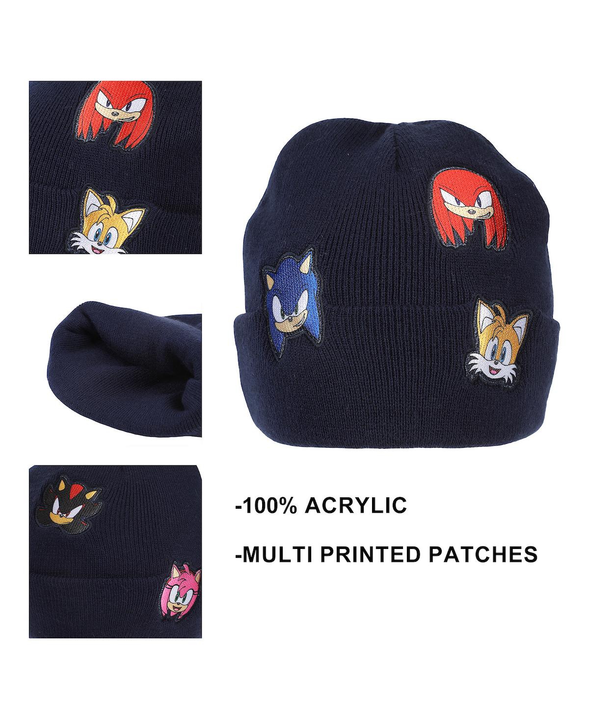 Sonic the Hedgehog Men's Printed Character Patches Navy Cuff Beanie