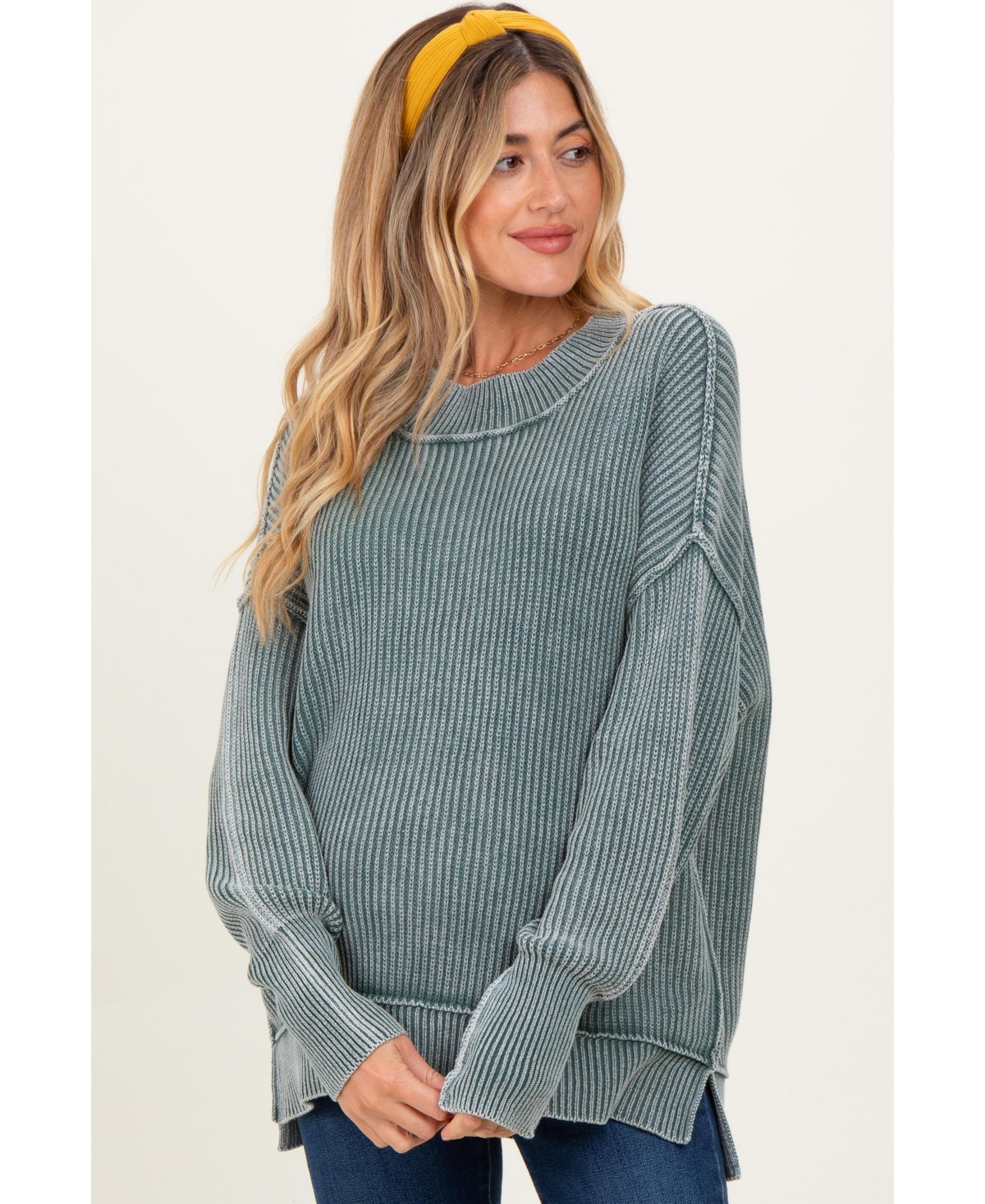Pinkblush Maternity Jade Washed Side Slit Oversized Sweater