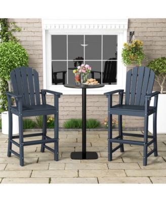 Set of 2 HDPE Counter Height Bar Stools for Outdoor Patio