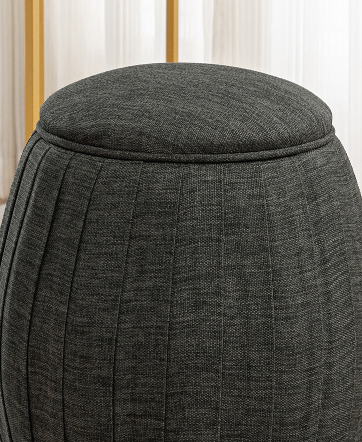 Convenience Concepts 17" Polyester Round Accent Storage Ottoman In Black