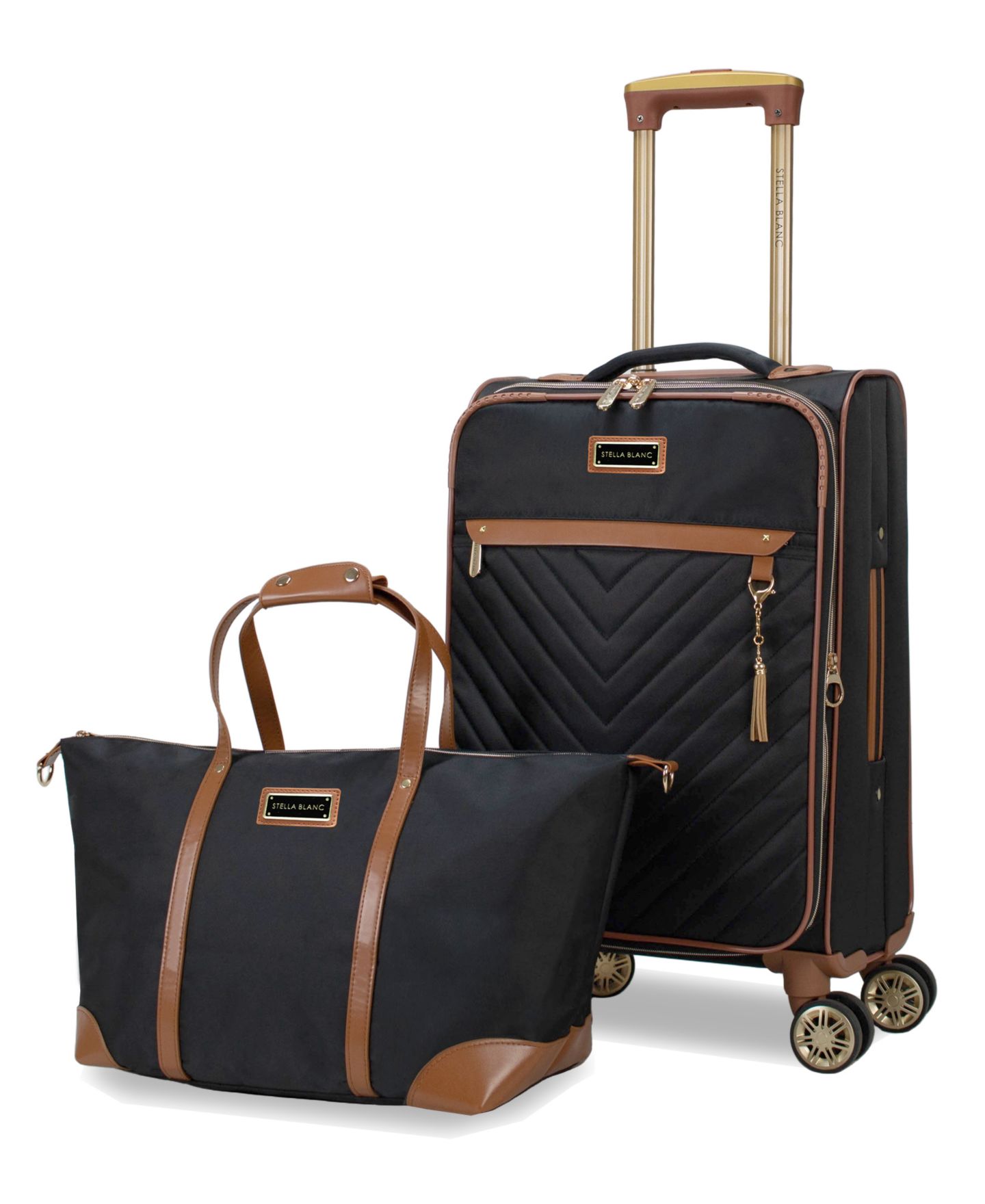 Сумки STELLA BLANC Belle 2-Pc. Softside Expandable Carry-On and Tote Set, цвет: Чёрный — фото 1