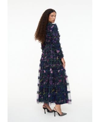 Women's Modest Ruffle Dress Maxi With Floral Print