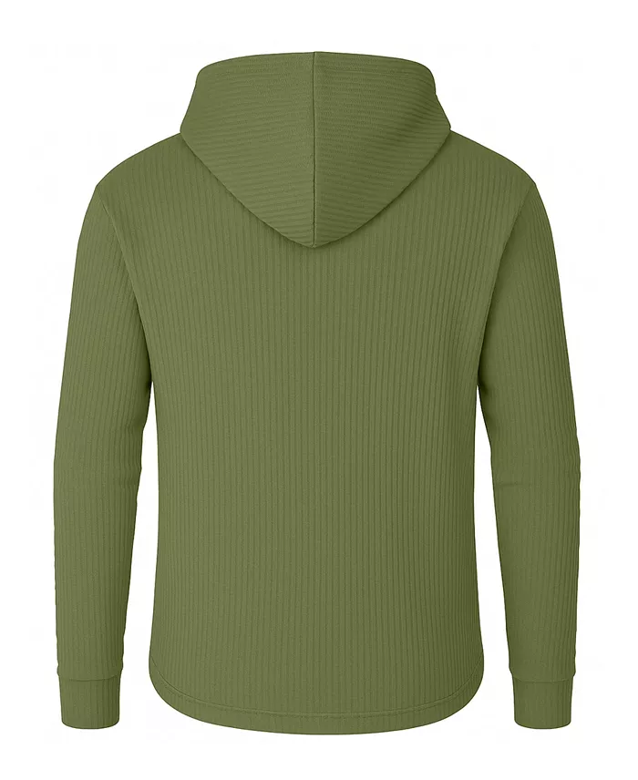 Men's Regular-Fit Waffle Knit Thermal Henley Hoodie - thumbnail 8
