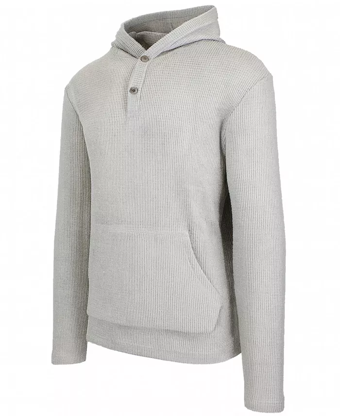 Men's Regular-Fit Waffle Knit Thermal Henley Hoodie