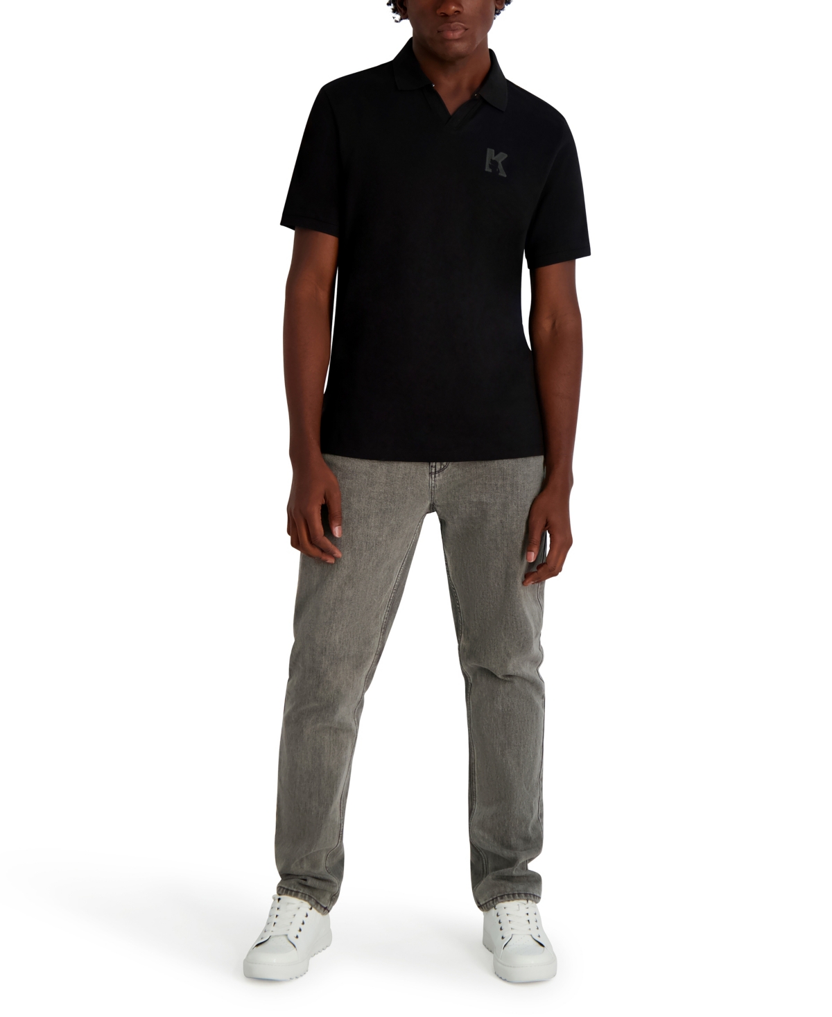 Karl Lagerfeld Men's Embroidered K Polo Shirt In Black