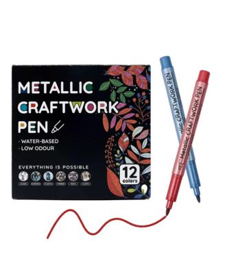 12 Colors Metallic Markers, Single-Headed Flash Pens, Acrylic Paint Pens for DIY Crafts, Scrapbooking, Glass, Wood and Cards