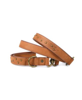 Silver-Powered Freshness Microfiber Suede Dog Collar – Embossed Classic Pattern with Bronze Studs