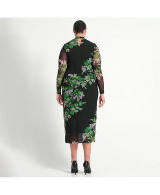 Plus Size Fiora Long Sleeve Mesh Dress