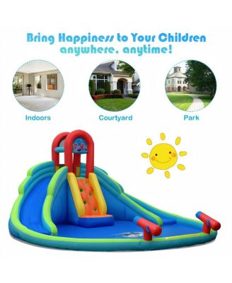 Inflatable Water Slide and Bounce House with Splash Pool and Climbing Wall for Kids Outdoor Fun