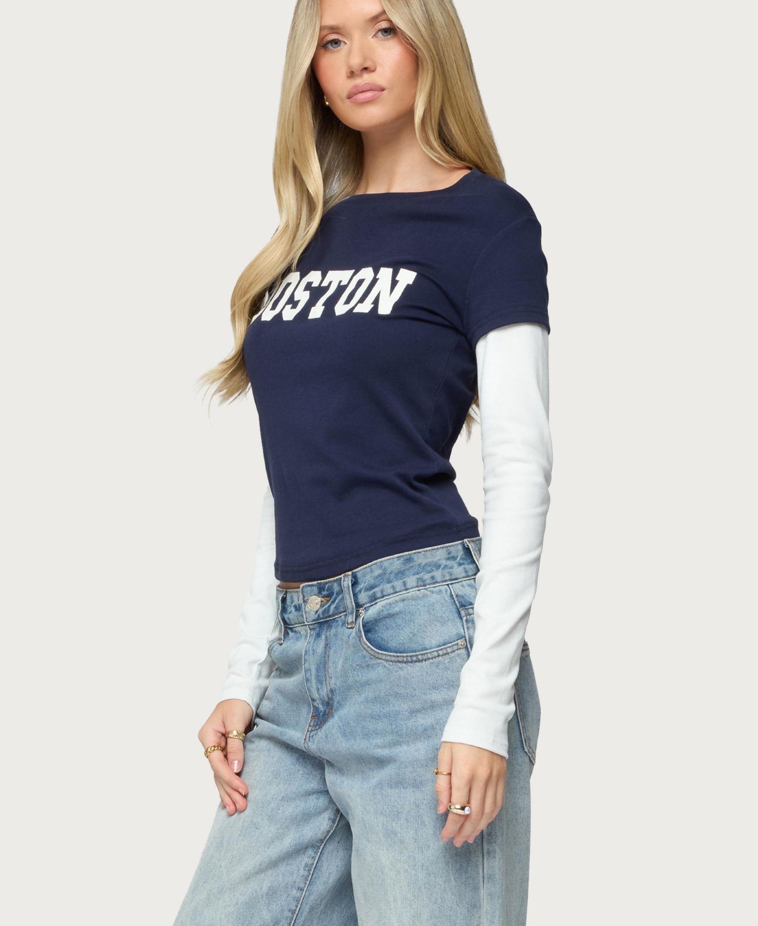 Women's Boston Layered Long Sleeve T Shirt