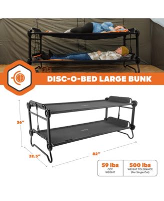 Large Outdoor Convertible 2 Person Portable Camping Bunk Cots, Black