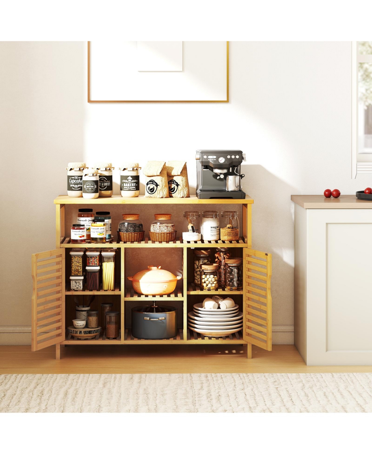 Slickblue Freestanding Wicker Organizer for Bathroom Storage