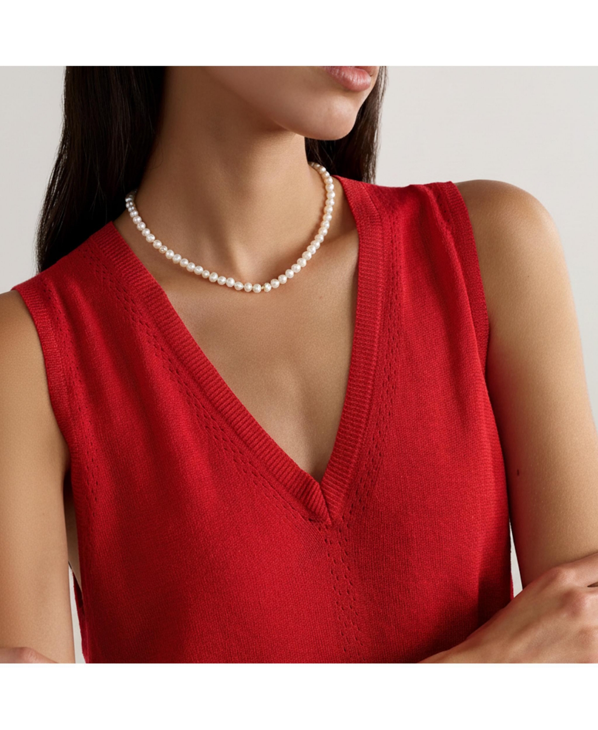 Joey Baby 18K Gold Plated Freshwater Pearls with Rose Gold Beads- Mathilde Necklace 17" For Women