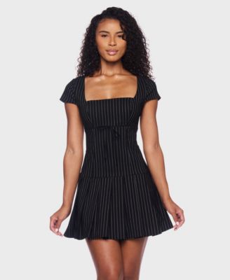 Juniors' Striped Pleated Mini Dress