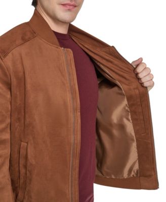 Men's Faux Suede Bomber Jacket