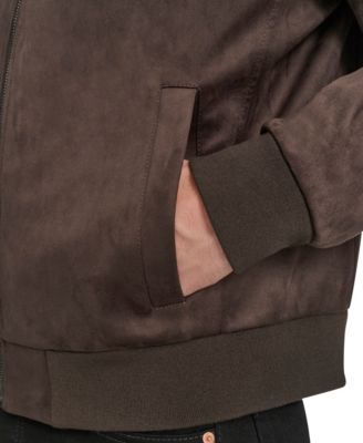 Men's Faux Suede Bomber Jacket