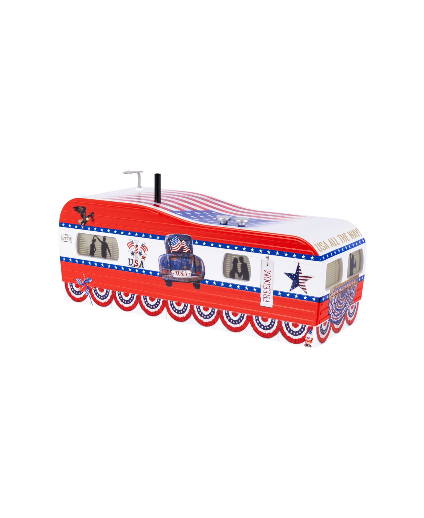 Детская игрушка Lionel O Gauge Patriotic Plug-Expand-Play Illuminated Mobile Home Trailer — фото 8