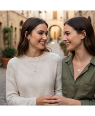 Set of 2 Saint Christopher and Saint Theresa Medal Round Medallion Pendant Necklace Sterling Silver