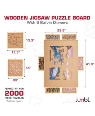 2000-Piece Puzzle Board with Drawers, Lazy Susan & Cover - Rotating Wooden Jigsaw Puzzle Table