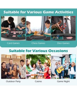 48-Inch Foldable Poker Table Top for 6 Players with Cup Holders and Carry Bag