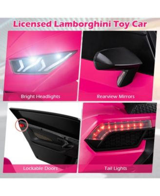 24V Licensed Lamborghini 2-Seater Ride-On Car with Music, Lights, and Remote - Pink