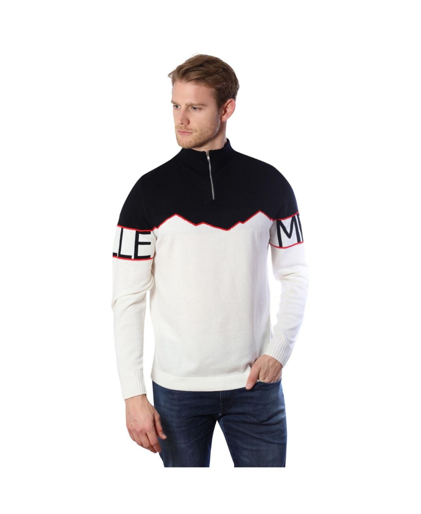 Мужской свитер Bellemere New York Half-Zipped Cashmere Blend, цвет: Белый — фото 1