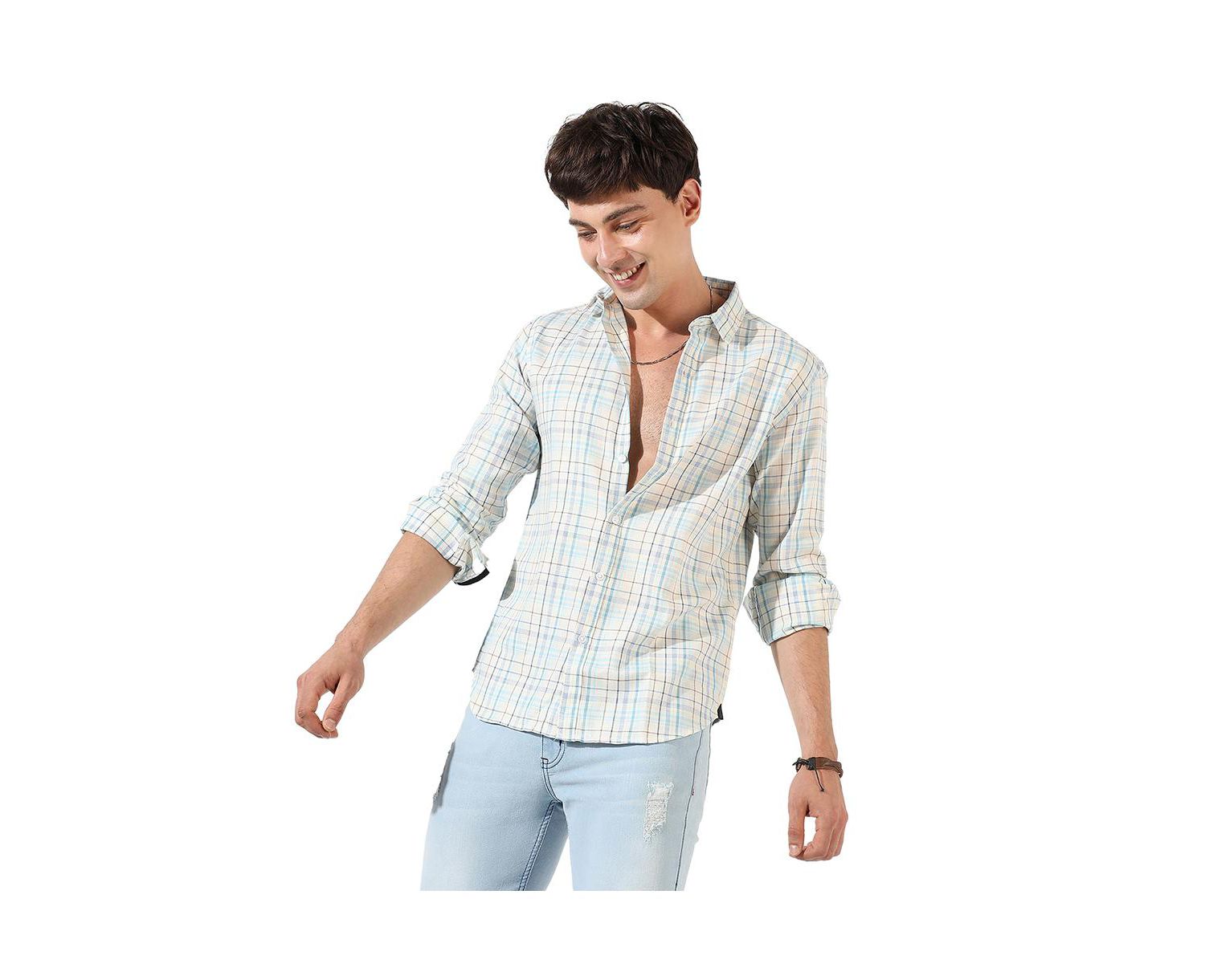 Men's Multicolour Checkered Regular Fit Casual Shirt