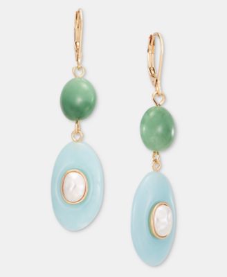 Stone & Imitation Pearl Double Drop Earrings, Macy's Exclusive