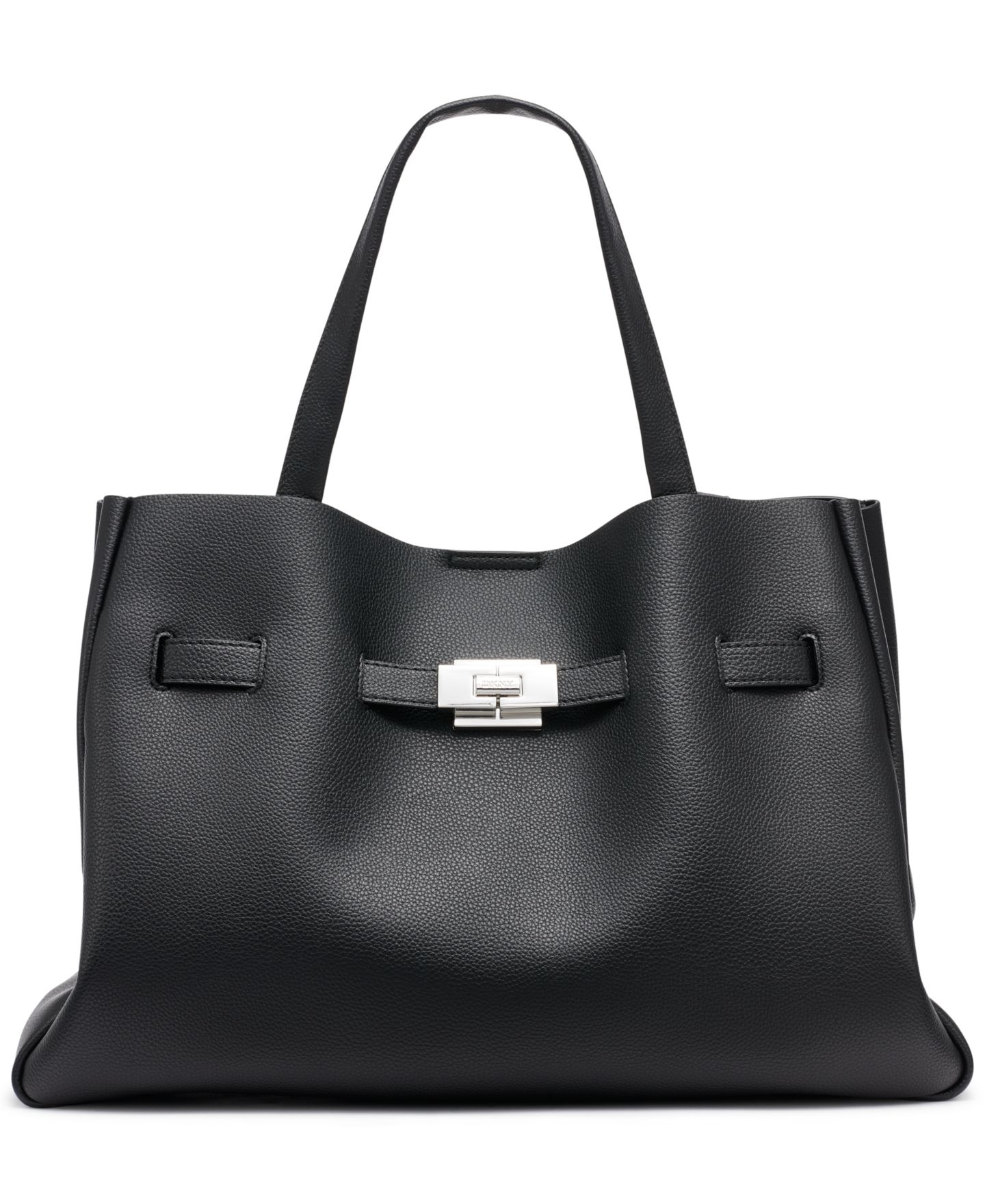Женская сумка DKNY Bryar Large Satchel Handbag, цвет: Чёрный / Серебряный — фото 1