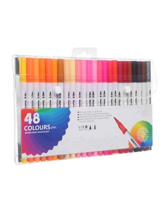 48 Colors Markers for Coloring Books, Dual Tip Water Based Art Coloring Markers Set for Drawing, Painting, Fine Tip and Brush Tip Brush Pens