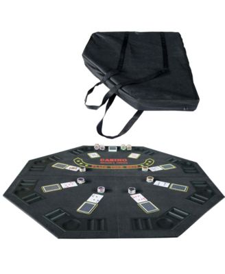Folding Octagon Poker Tabletop with Cup Holders & Chip Racks for 8 Players