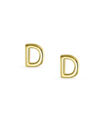 Tiny Initial Letter Stud Earrings in Real 14K Yellow Gold Screw Back