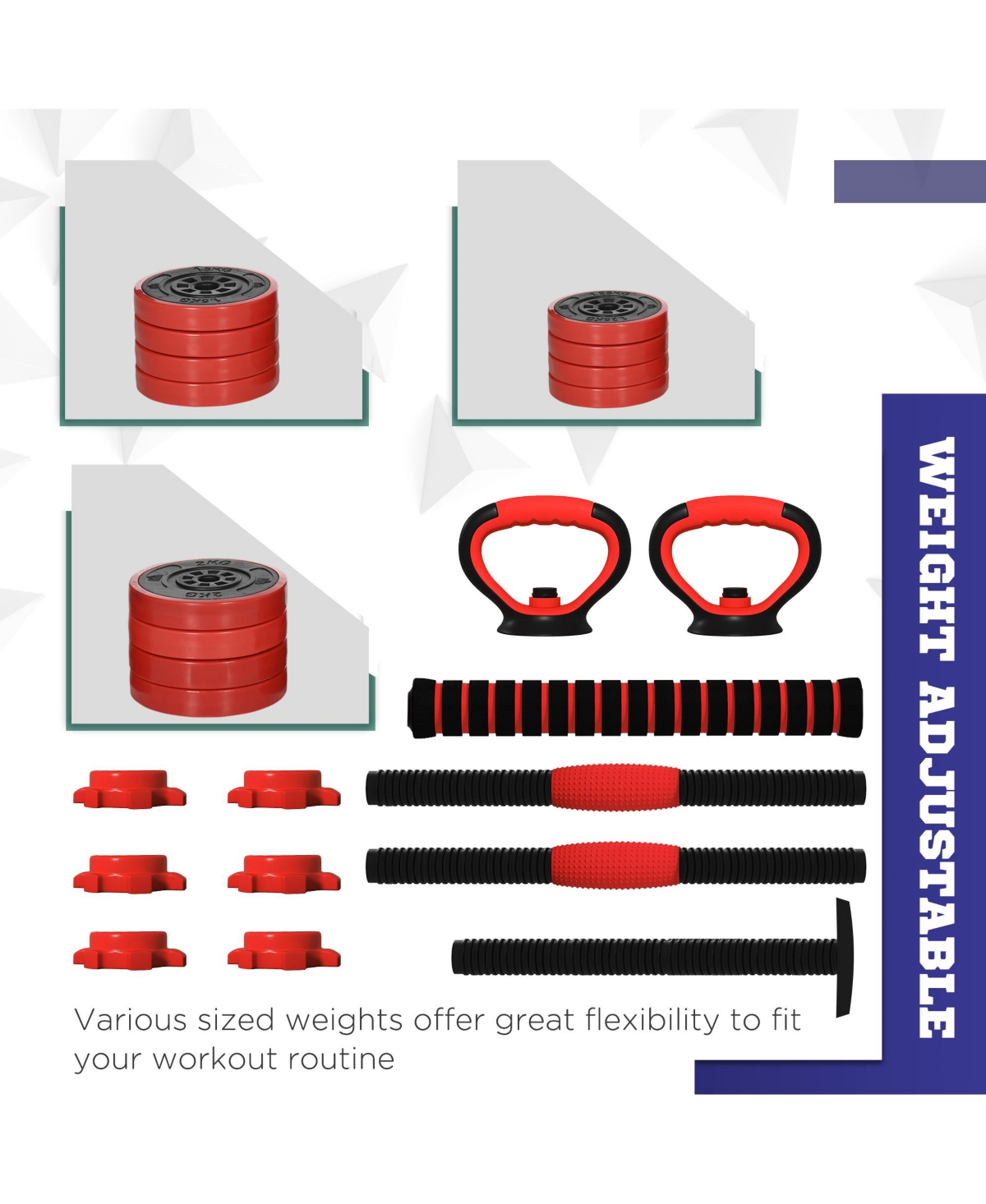 Soozier 44LBS Dumbbells Set Used as Barbell, Kettlebell, Push up Sd