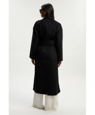 Women's Brushed Wool Wrap Tailored Maxi Coat