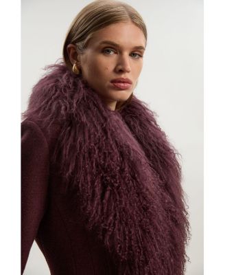 Women's Wool Detachable Collar Midi Coat