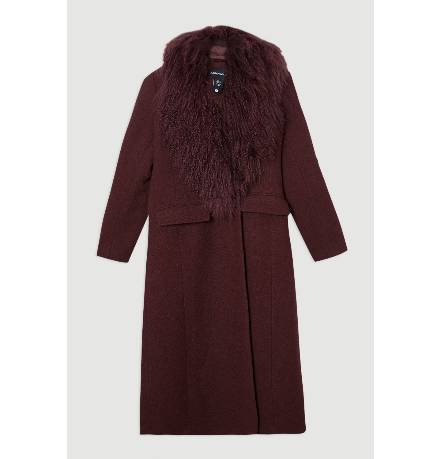 Женское пальто Karen Millen Wool Detachable Collar Midi, цвет: Бордовый — фото 5
